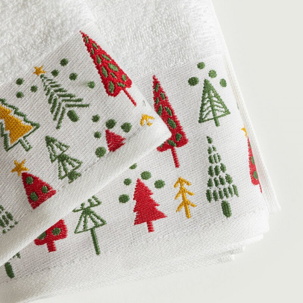 Stefan set novogodišnjih peškira 2/1 Jelka, bela 