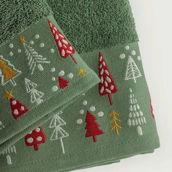 Stefan set novogodišnjih peškira 2/1 Jelka, zelena 