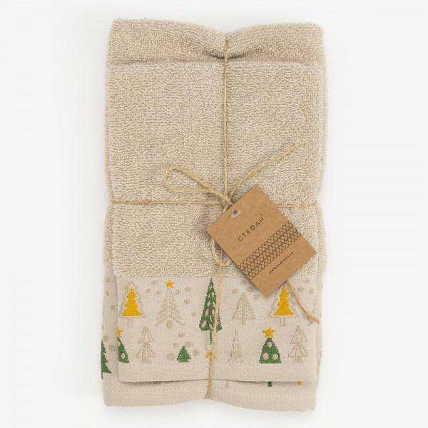 Stefan set novogodišnjih peškira 2/1 Jelka, pesak 