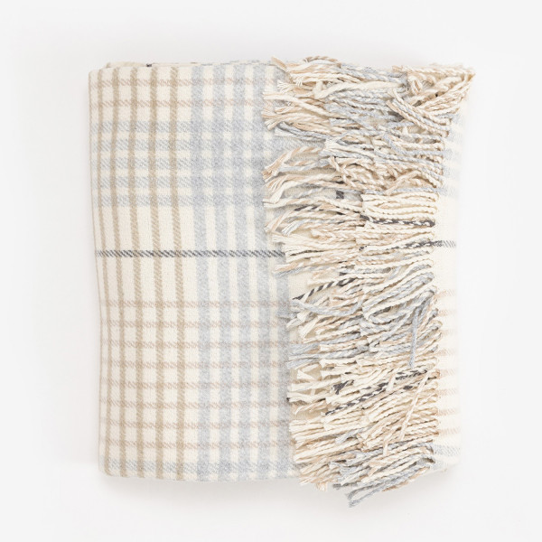 Stefan ćebe sivo karo sa resama, 150x180 