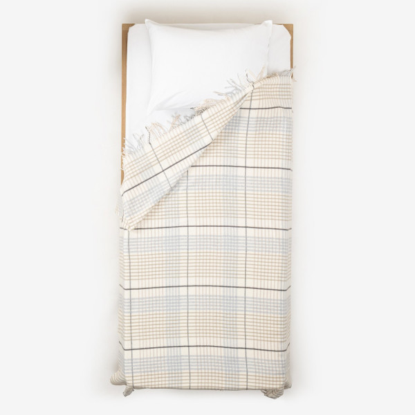 Stefan ćebe sivo karo sa resama, 150x180 