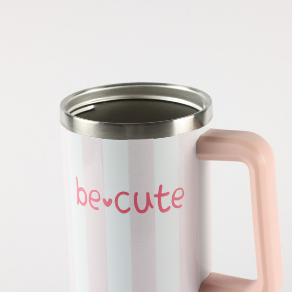 Be Cute termos sa slamčicom roze pruge 1,2l 