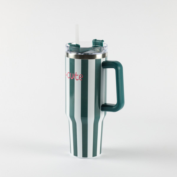 Be Cute termos sa slamčicom zelene pruge 1,2l 