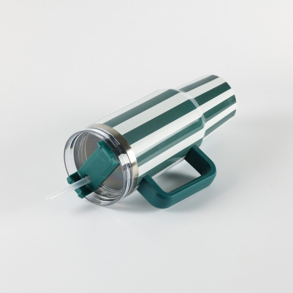 Be Cute termos sa slamčicom zelene pruge 1,2l 