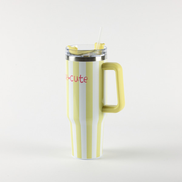 Be Cute termos sa slamčicom žute pruge 1,2l 