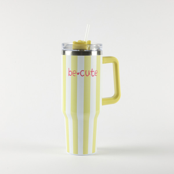 Be Cute termos sa slamčicom žute pruge 1,2l 