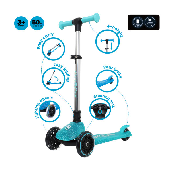 Cute&Cool svetleći sklopivi trotinet Galaxy Green 