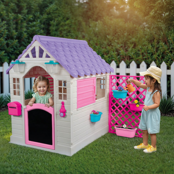 Dolu kućica sa ogradom, roze 