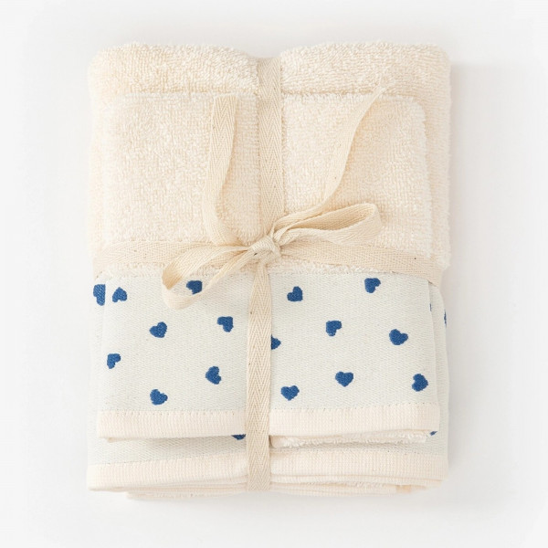 Stefan set peškira bež 30x50 i 50x90, teget srce 