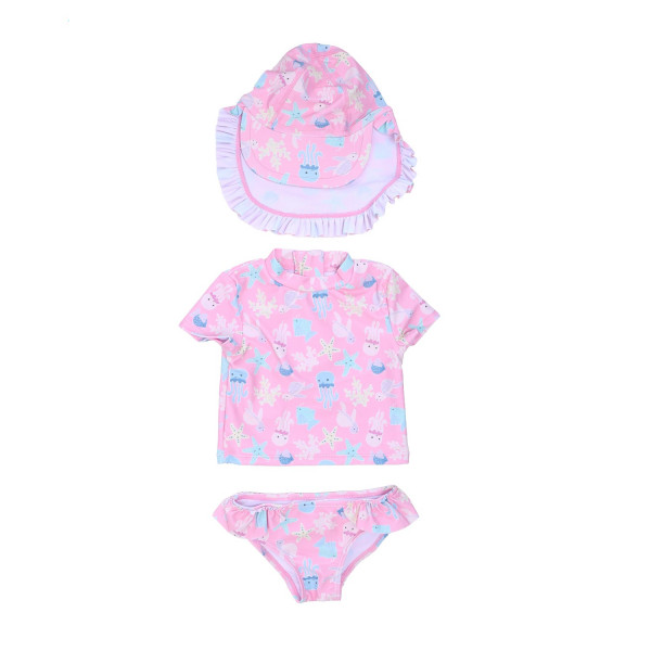 Lillo&Pippo jednodelni kupaći + kapa, devojčice 
