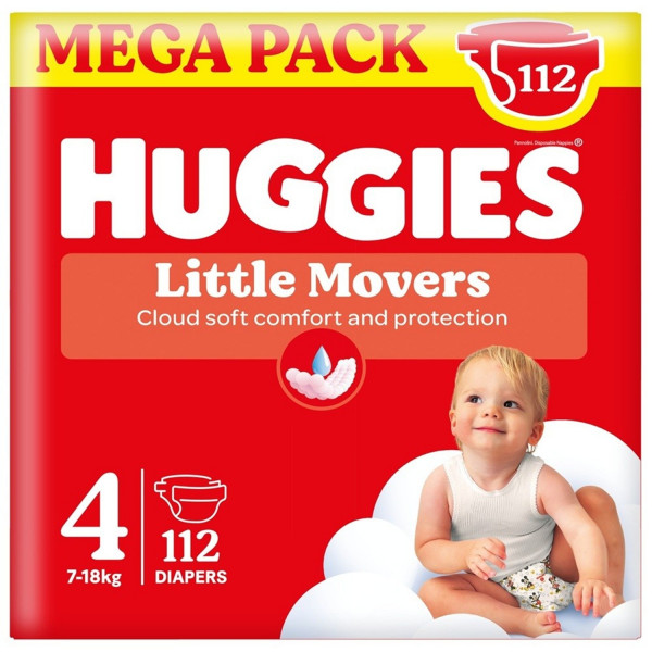 Huggies pelene little movers BOX 4  7-18, 112kom 