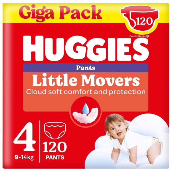 Huggies pel.pants little movers BOX4 9-14kg,120kom 