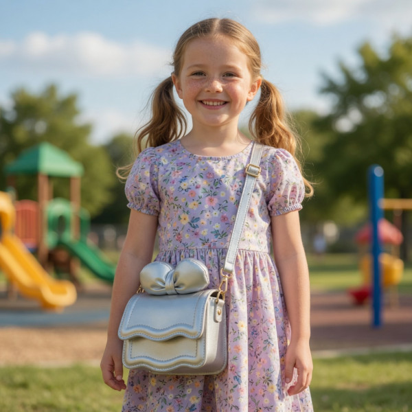 Lillo&Pippo torbica sa mašnom srebrna 