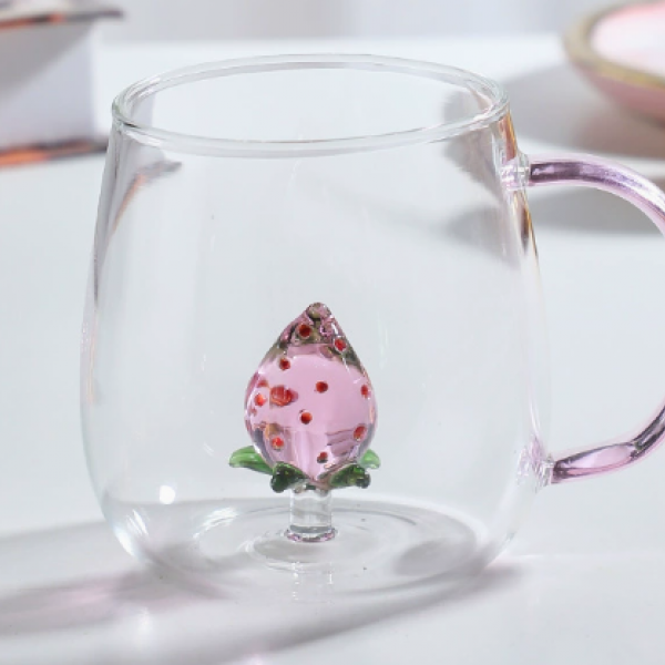 Cute&Cool HOME staklena šolja sa jagodom, 400ml 