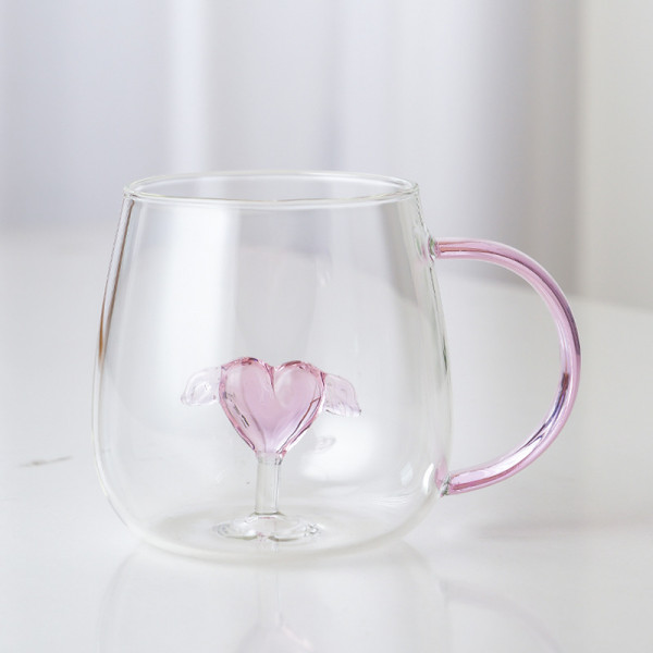 Cute&Cool HOME staklena šolja sa srcem, 400ml 