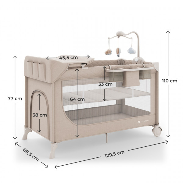 Kinderkraft prenosivi krevetac Leody Up 2u1 Beige 