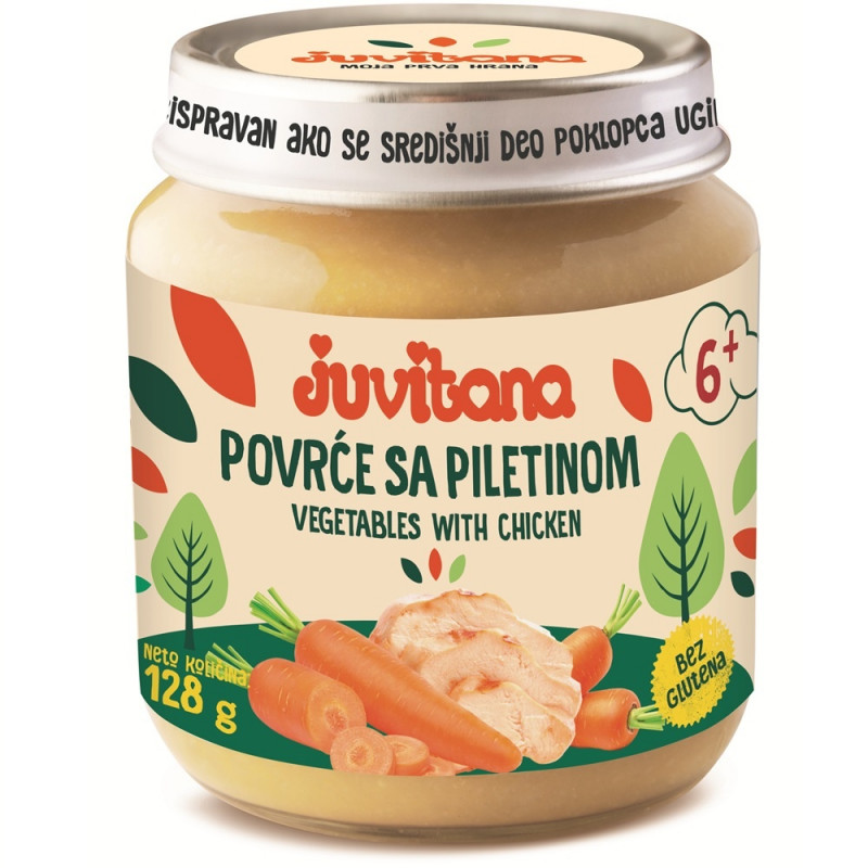 Juvitana kašica povrće sa piletinom 128g 