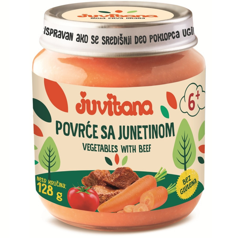 Juvitana kašica povrće sa junetinom 128g 