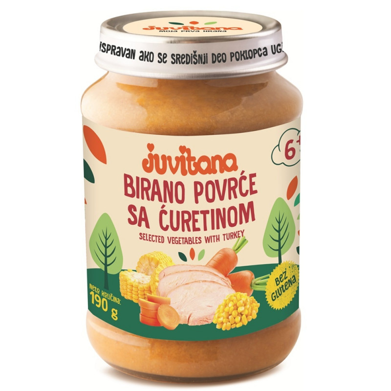 Juvitana kašica birano povrće sa ćuretinom 190g 