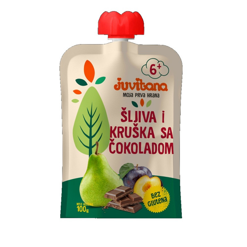 Juvitana pouch šljiva i kruška sa čokoladom 100g 