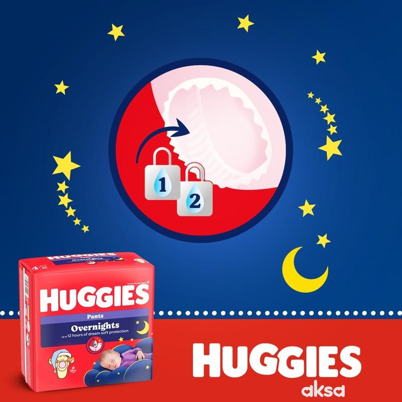 Huggies pelene pants overnights  5 12-17kg,24kom 
