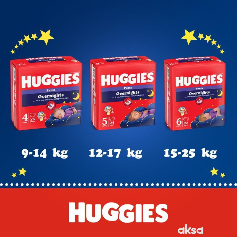 Huggies pelene pants overnights 6 15-25kg,22kom 