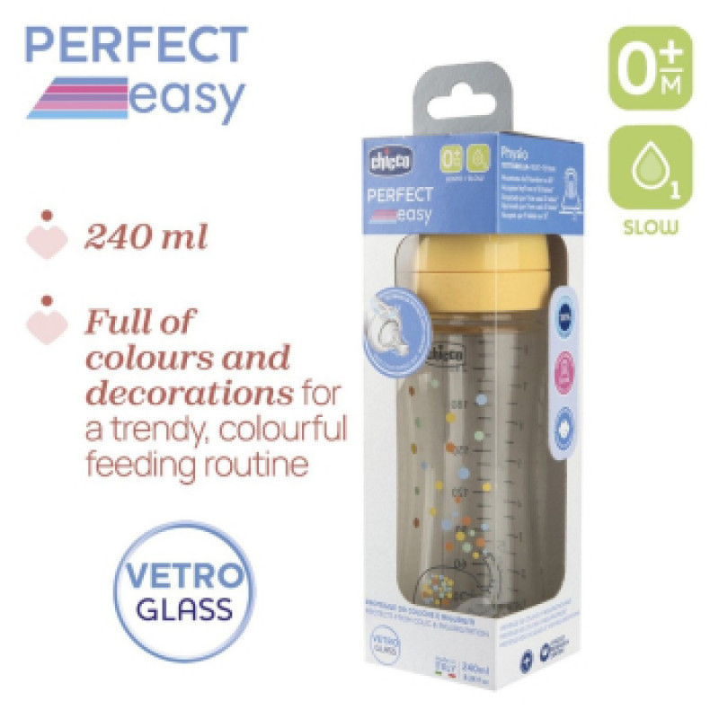 Chicco PE staklena flašica,uni,silikon,240ml 