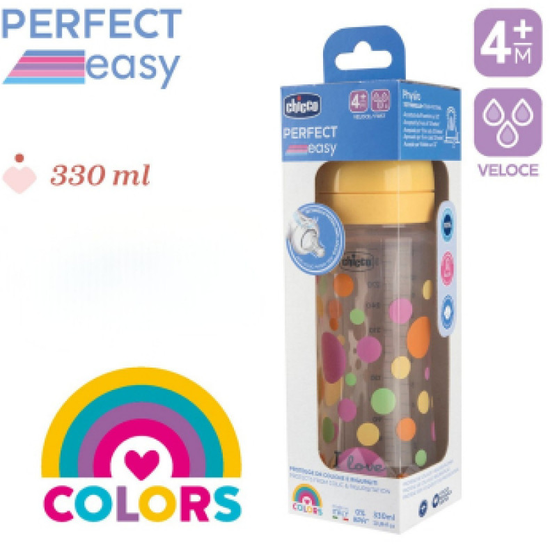 Chicco PE plastična flašica,silikon,dev.330ml 
