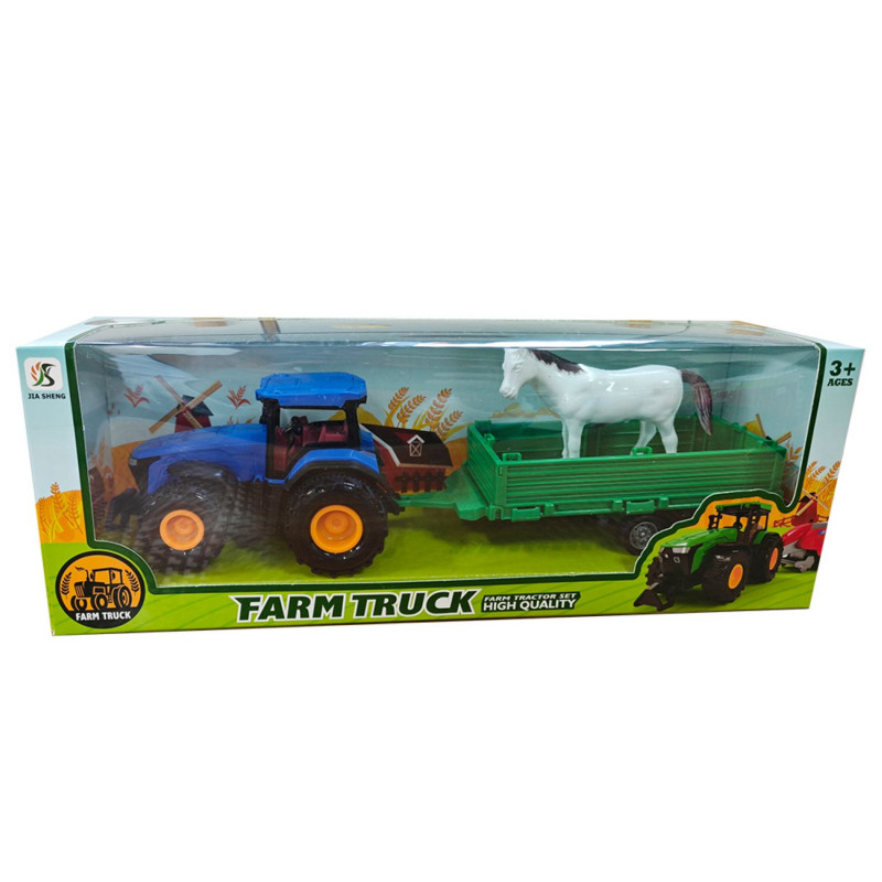 HK Mini traktor sa kravom plavi 39,5x9,5x15,5cm 