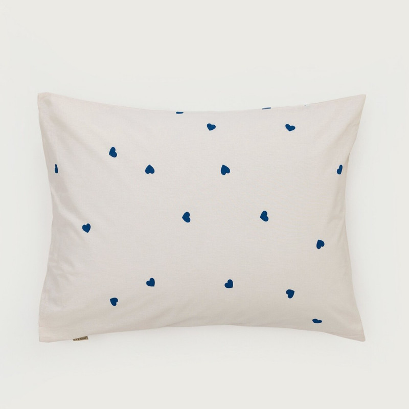 Stefan jastučnica bež sa plavim srcem, 40x40 