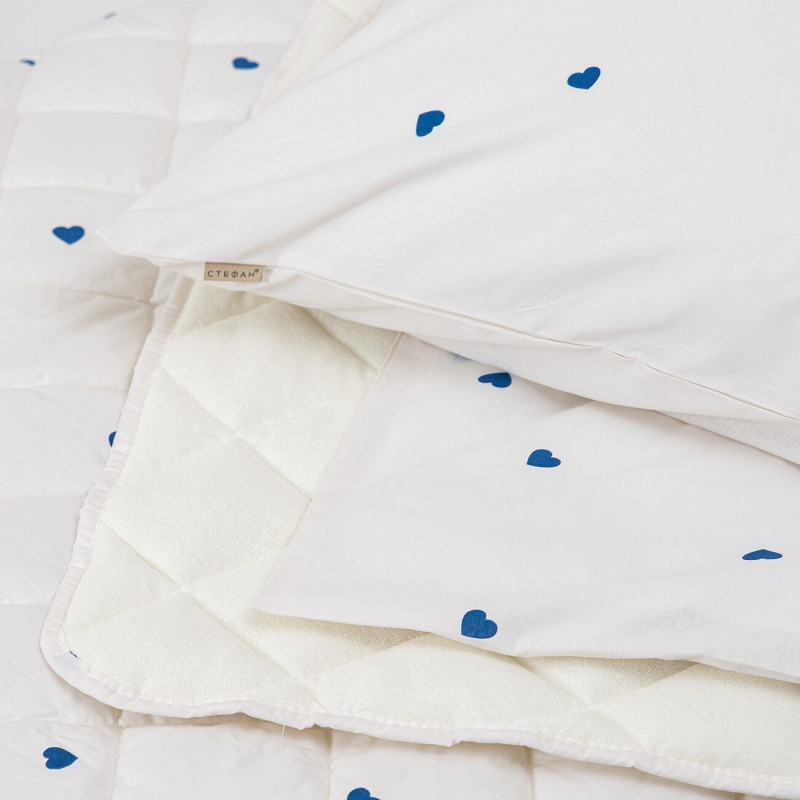 Stefan prekrivač dezen-frotir plavo srce, 140x200 