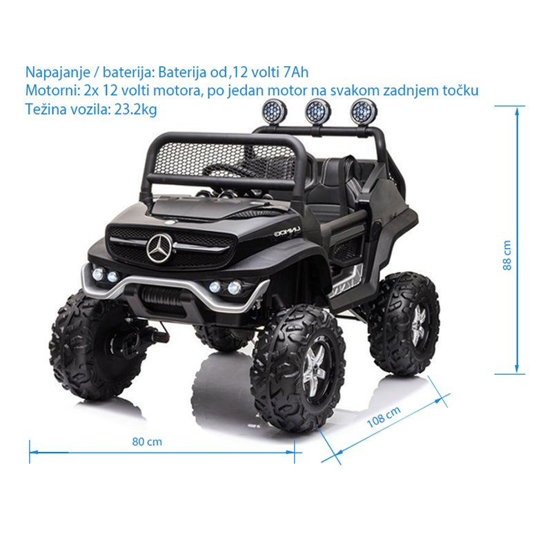 BBO auto na akumulator (12V) Mercedes unimog, crni 