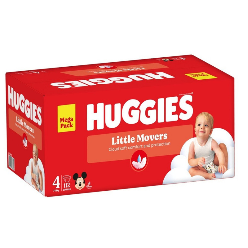 Huggies pelene little movers BOX 4  7-18, 112kom 
