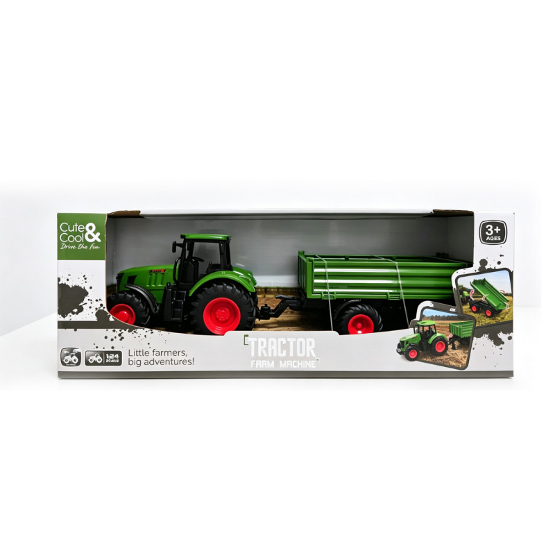 Cute&Cool traktor sa prikolicom 1:24, zeleni 