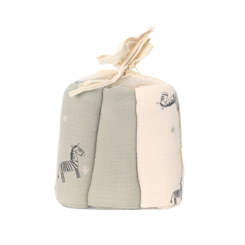 Lillo&Pippo pelena od muslina 70x70cm 3/1, Zebra 