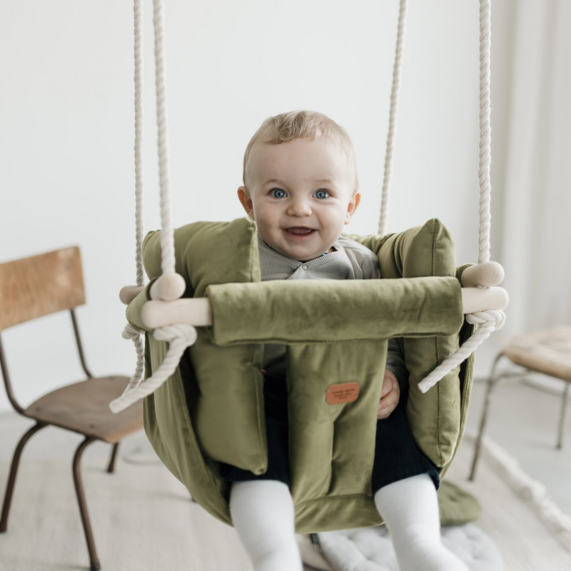 Bohome Classic Olive Green – sobna ljuljaška za bebe i decu 