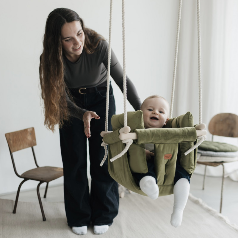 Bohome Classic Olive Green – sobna ljuljaška za bebe i decu 