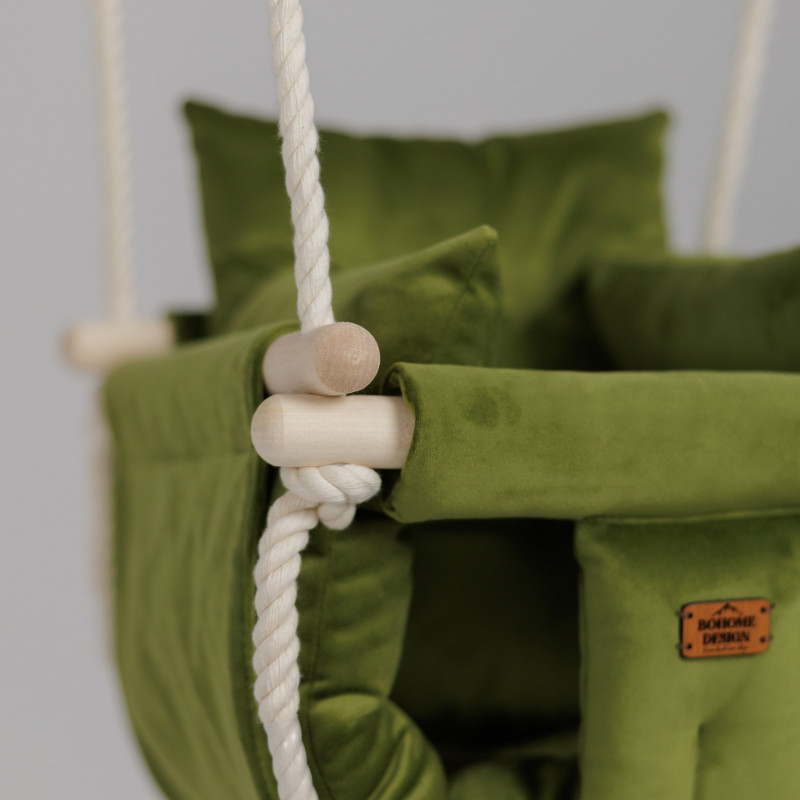 Bohome Classic Olive Green – sobna ljuljaška za bebe i decu 