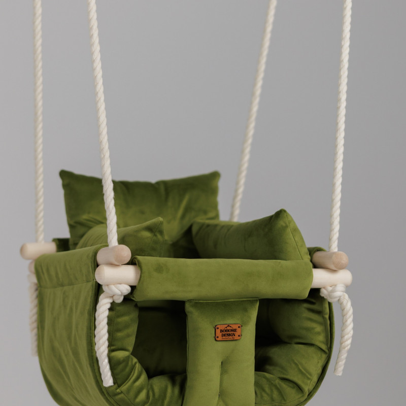Bohome Classic Olive Green – sobna ljuljaška za bebe i decu 