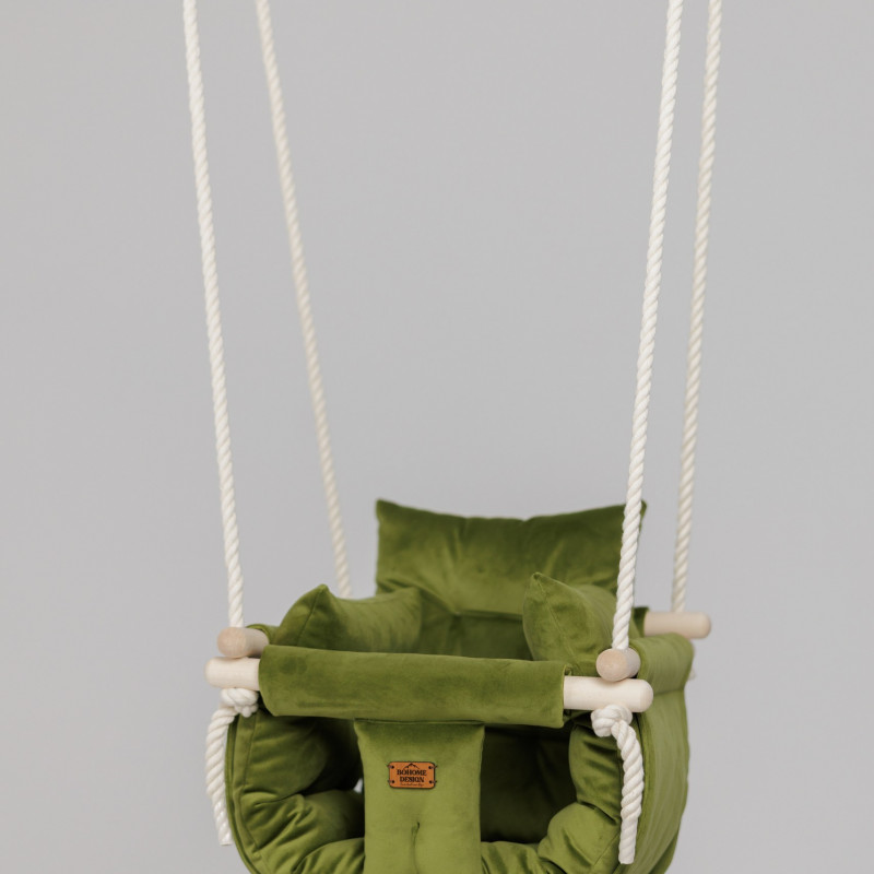 Bohome Classic Olive Green – sobna ljuljaška za bebe i decu 