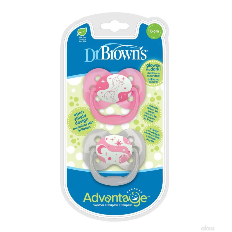 Dr. Browns Advantage svetleća laža 0-6m roze 2/1