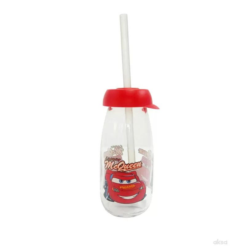 Disney flaša staklena sa slamčicom 500ml