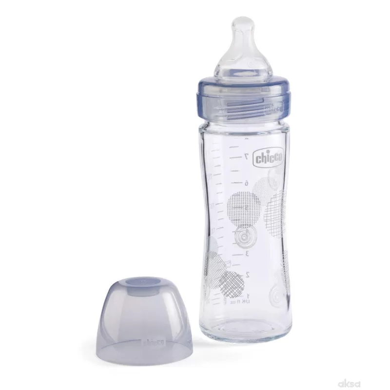 Chicco WB staklena flašica 240ml, silikon, siva