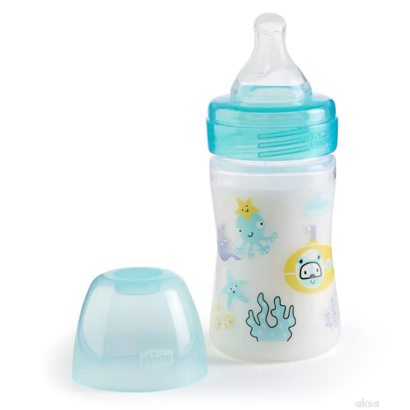 Chicco WB plastična flašica 150ml, silikon, plava