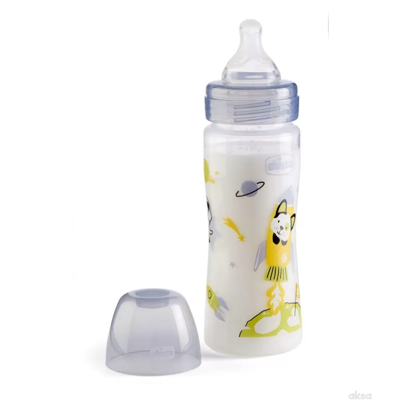 Chicco WB plastična flašica 250ml, silikon, siva
