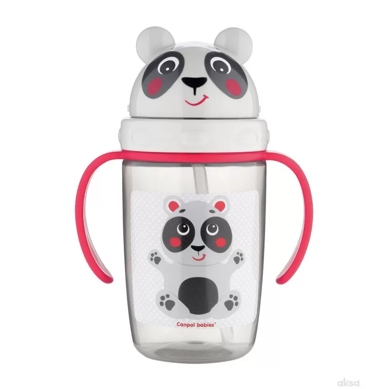 Canpol baby šolja sa slamčicom panda 400ml, 9m+