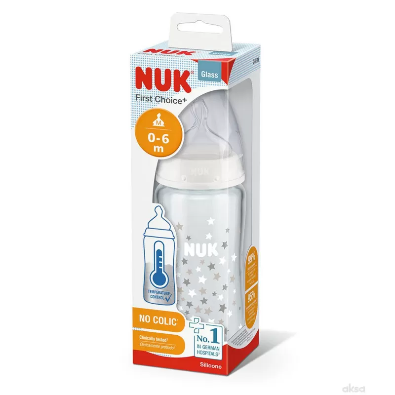 Nuk staklena flašica sa termo indikatorom 240ml