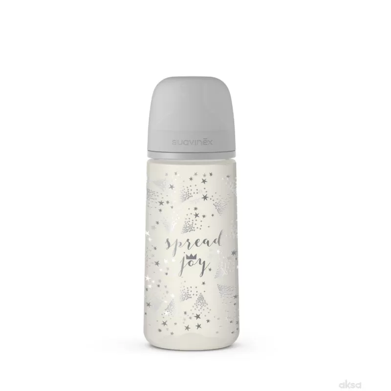 Suavinex flašica brzi protok, 360ml, siva, 6m+