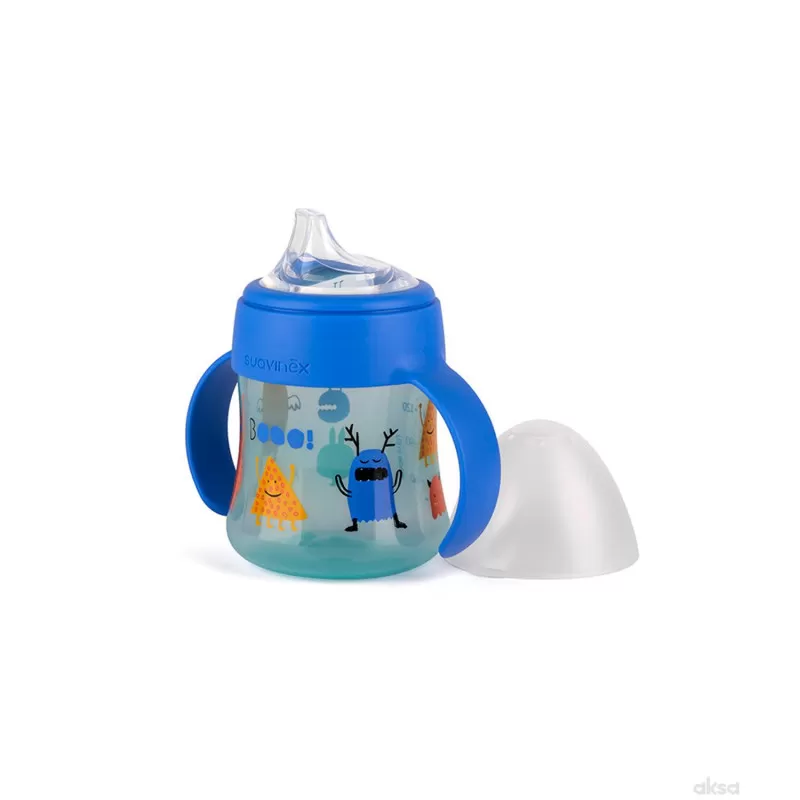 Suavinex flašica sa sil. piskom 150 ml, plava, 4m+