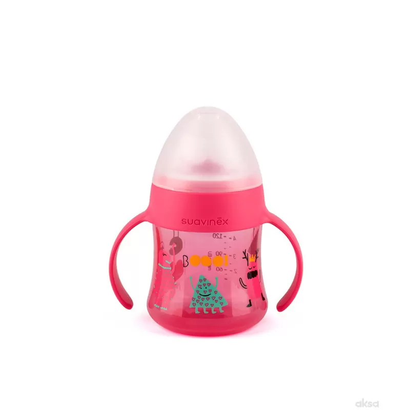 Suavinex flašica sa sil. piskom 150 ml,roze, 4m+